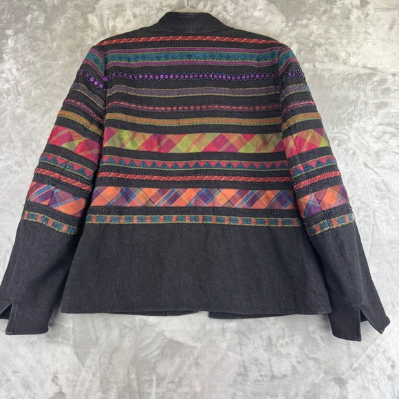 Coldwater Creek Beaded Boho Jacket Women's‎ 12 Black Open Blazer 90s Funky(1348) - Picture 8 of 13